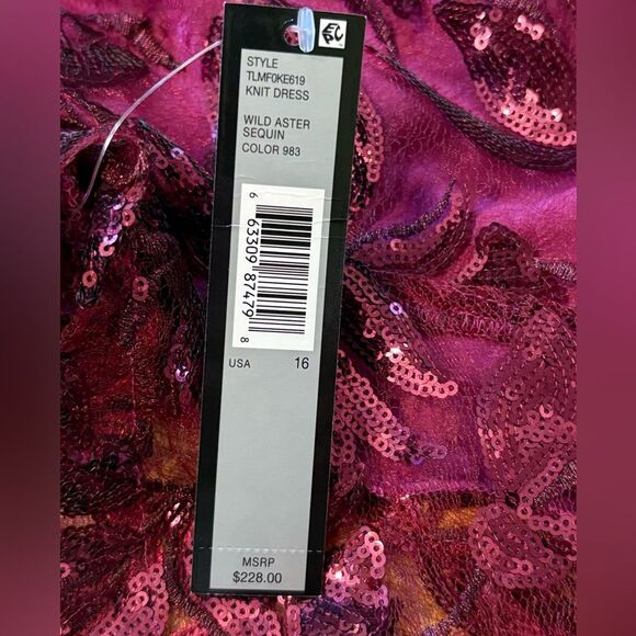 Tahari ASL Short Sleeve Sequin Lace Gown Maxi Dress Women’s Size 16 NEW Purple - Picture 10 of 12